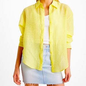 Yellow textured button down shirt